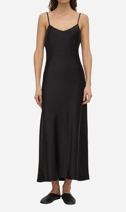 Assembly Label | Pippa Silk Bias Slip Dress - Black