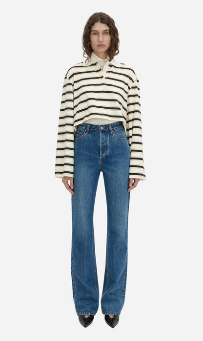 Camilla & Marc | Liat Stripe Crop Polo Top - Soft White Stripe