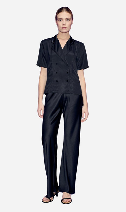 Silk Laundry | Short Sleeve Double Breasted Jacket - Black