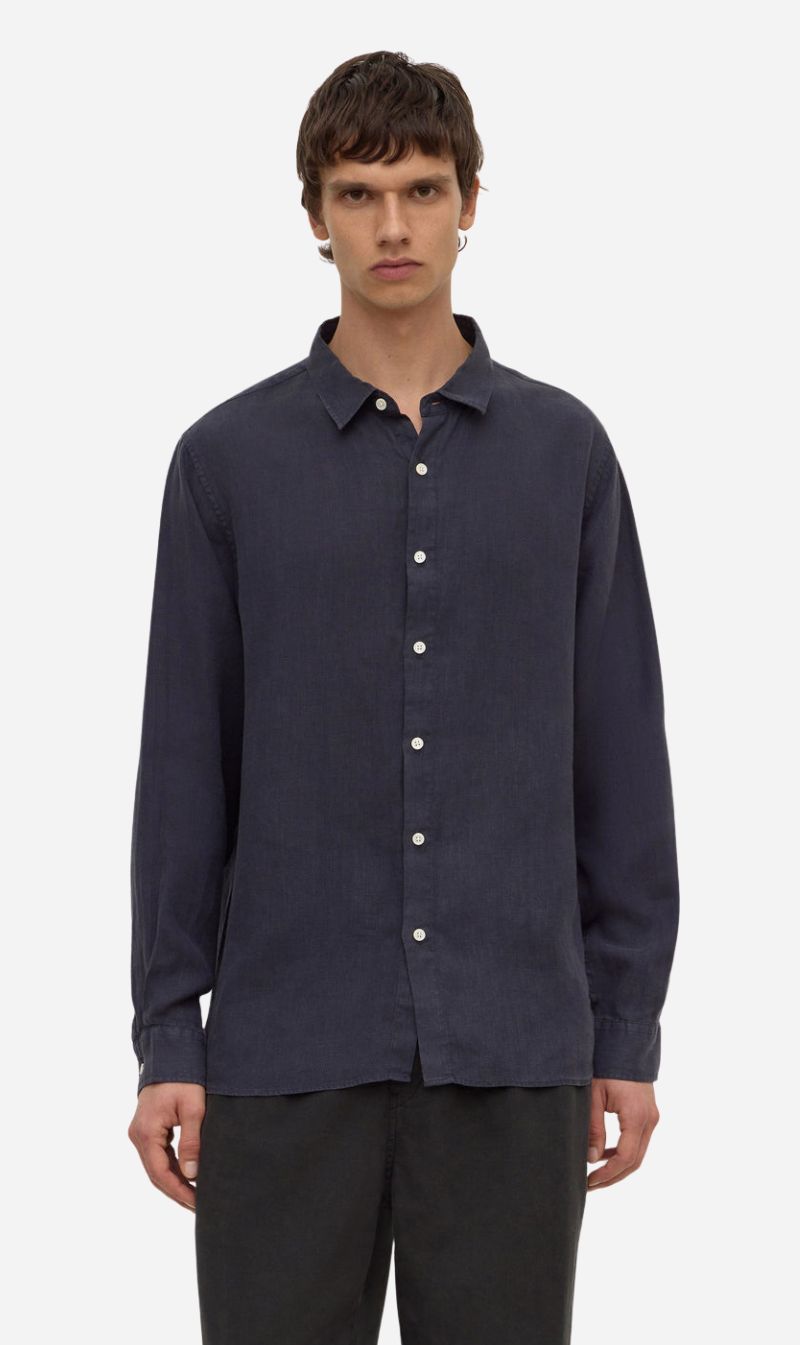 Assembly Label | Everyday Mens Linen Long Sleeve Shirt - True Navy