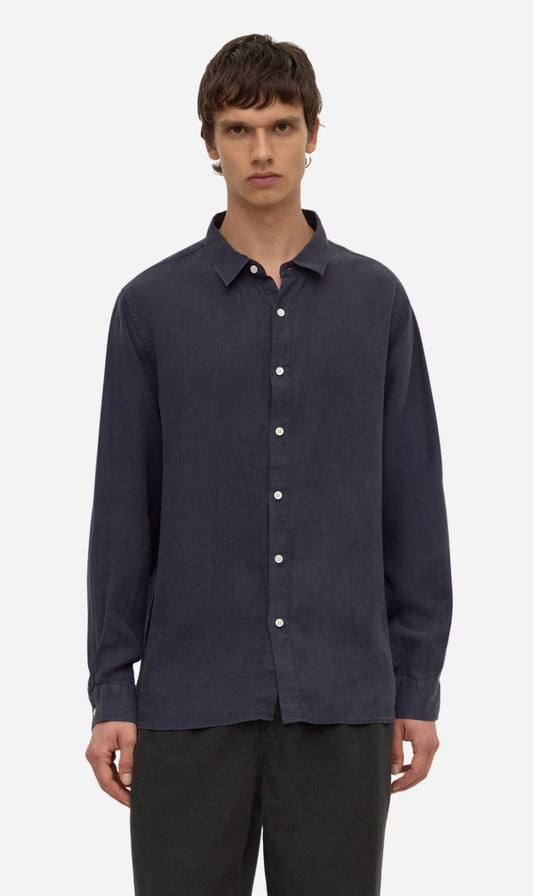 Assembly Label | Everyday Mens Linen Long Sleeve Shirt - True Navy