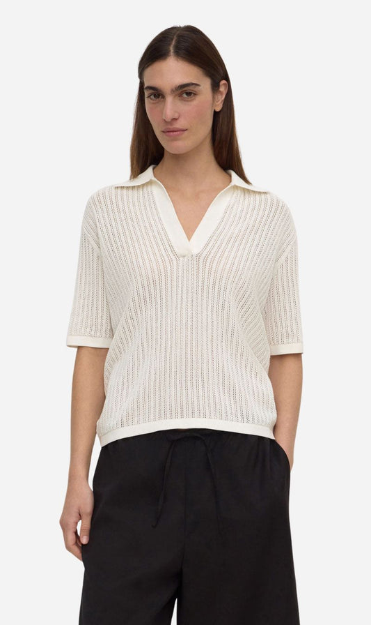 Assembly Label | Nina Cotton Knit Polo - Antique White