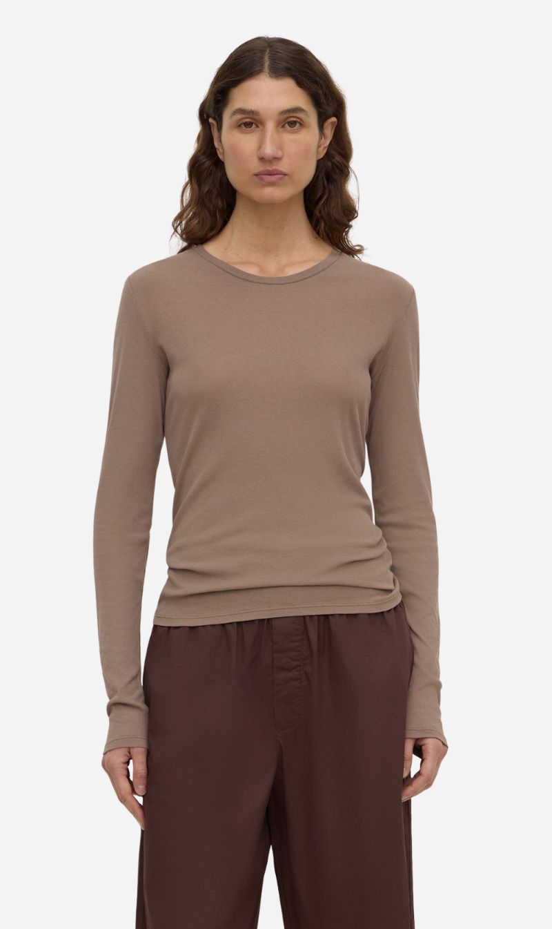 Assembly Label | Mika Cotton Long Sleeve Tee - Dark Sand