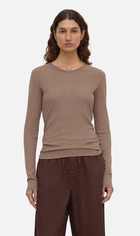 Assembly Label | Mika Cotton Long Sleeve Tee - Dark Sand