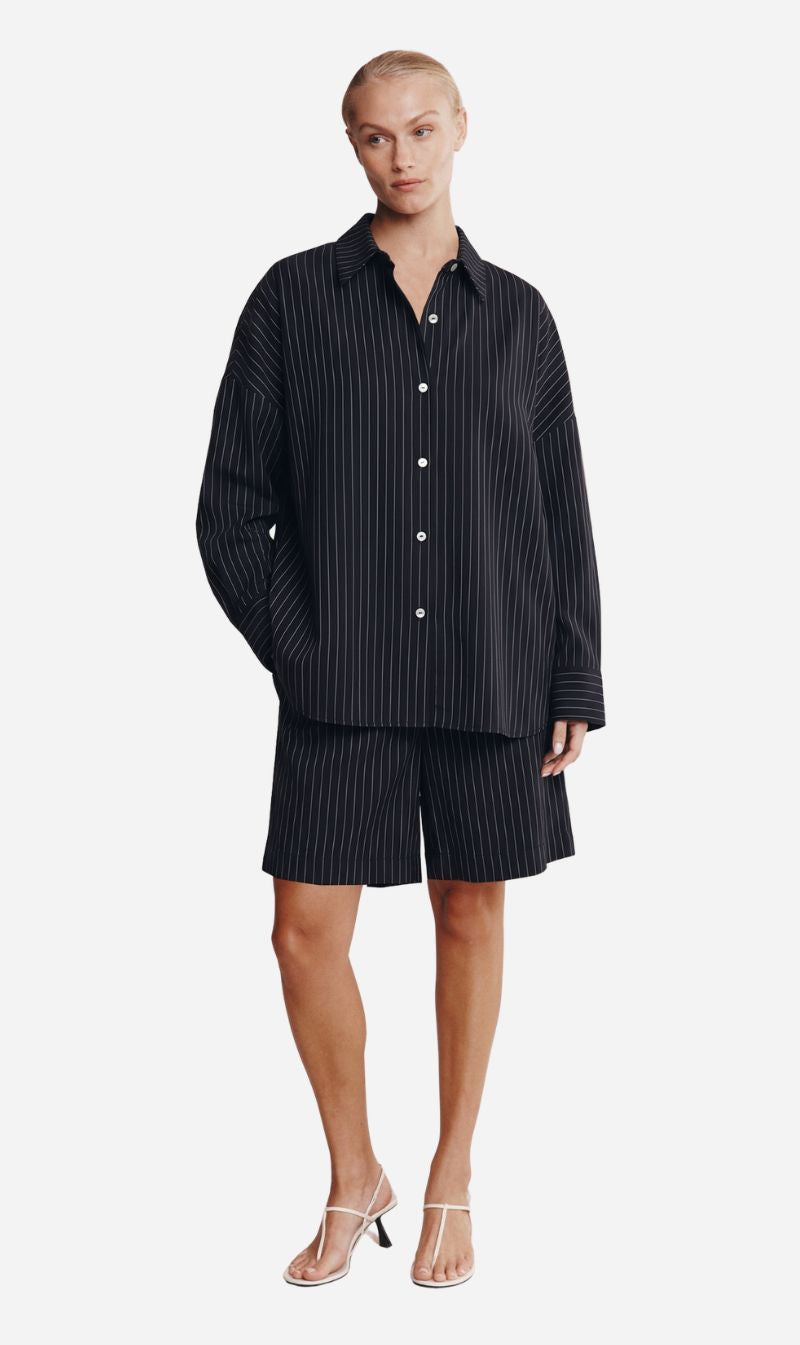 Marle | Mella Shirt - Black Pinstripe