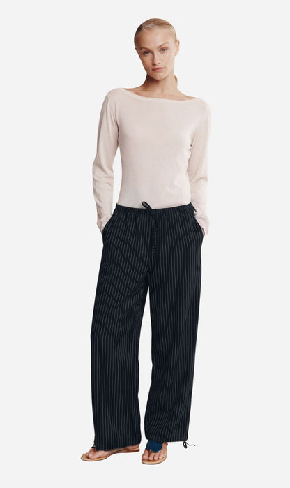Marle | Fatima Pant - Black Pinstripe