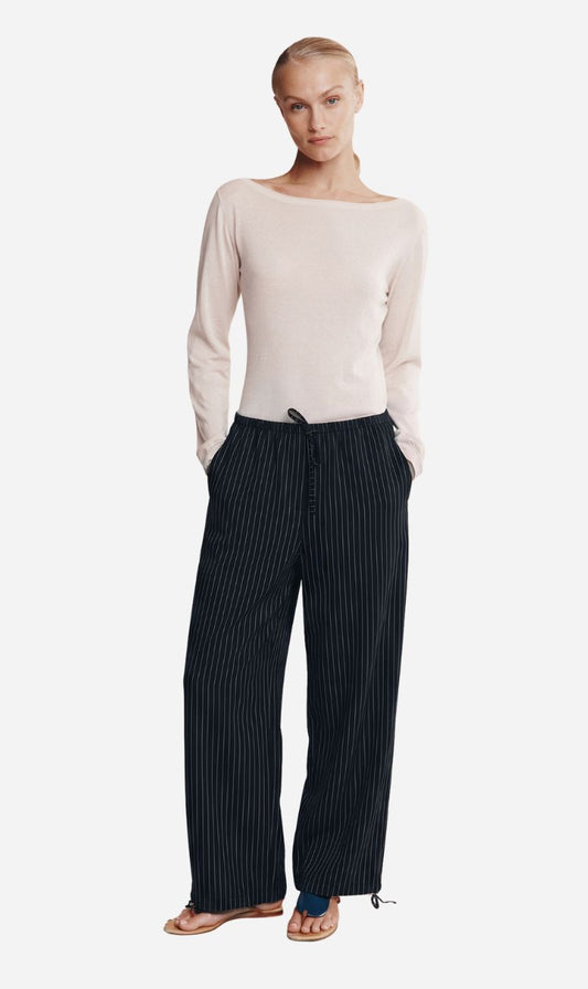 Marle | Fatima Pant - Black Pinstripe