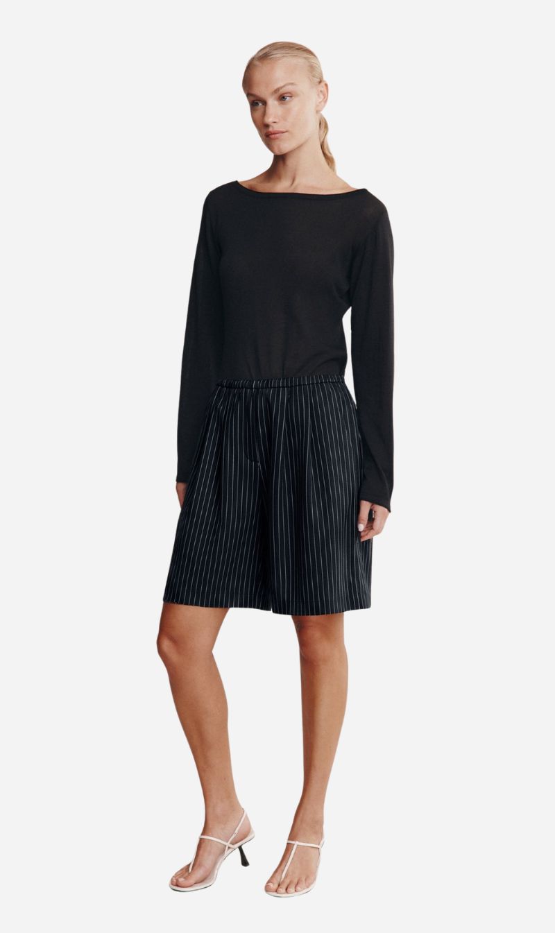 Marle | Nara Short - Black Pinstripe