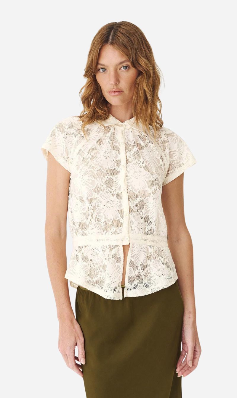 Rowie The Label | Allie Peplum Blouse - Creme Lace