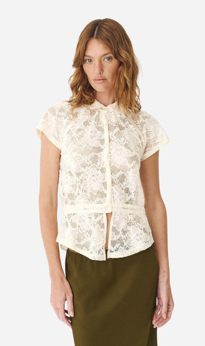 Rowie The Label | Allie Peplum Blouse - Creme Lace
