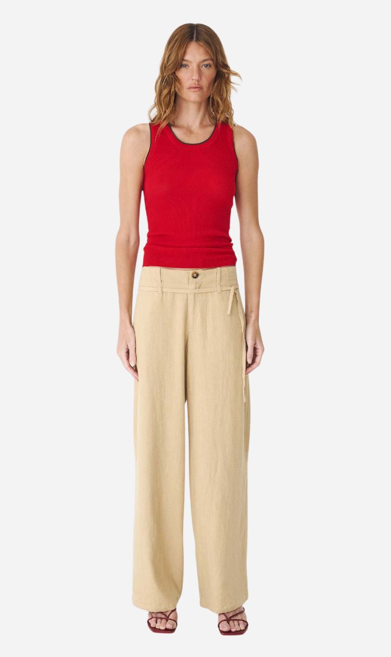 Rowie The Label | Carlotta Linen Curve Pants - Khaki