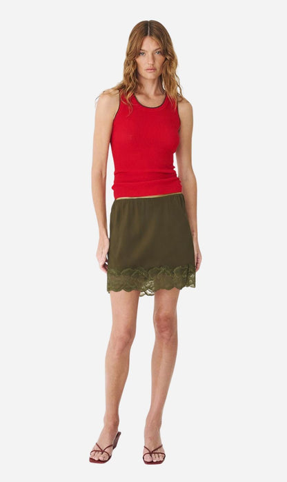 Rowie The Label | Marina Silk Mini Skirt - Olive