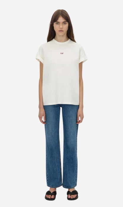 Camilla & Marc | Birdie Embroidered Tee - Soft White / Red