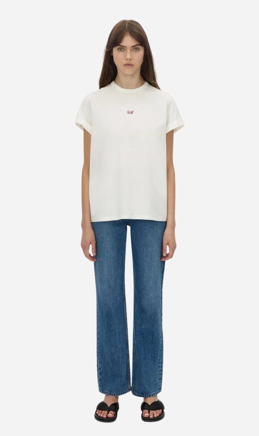 Camilla & Marc | Birdie Embroidered Tee - Soft White / Red