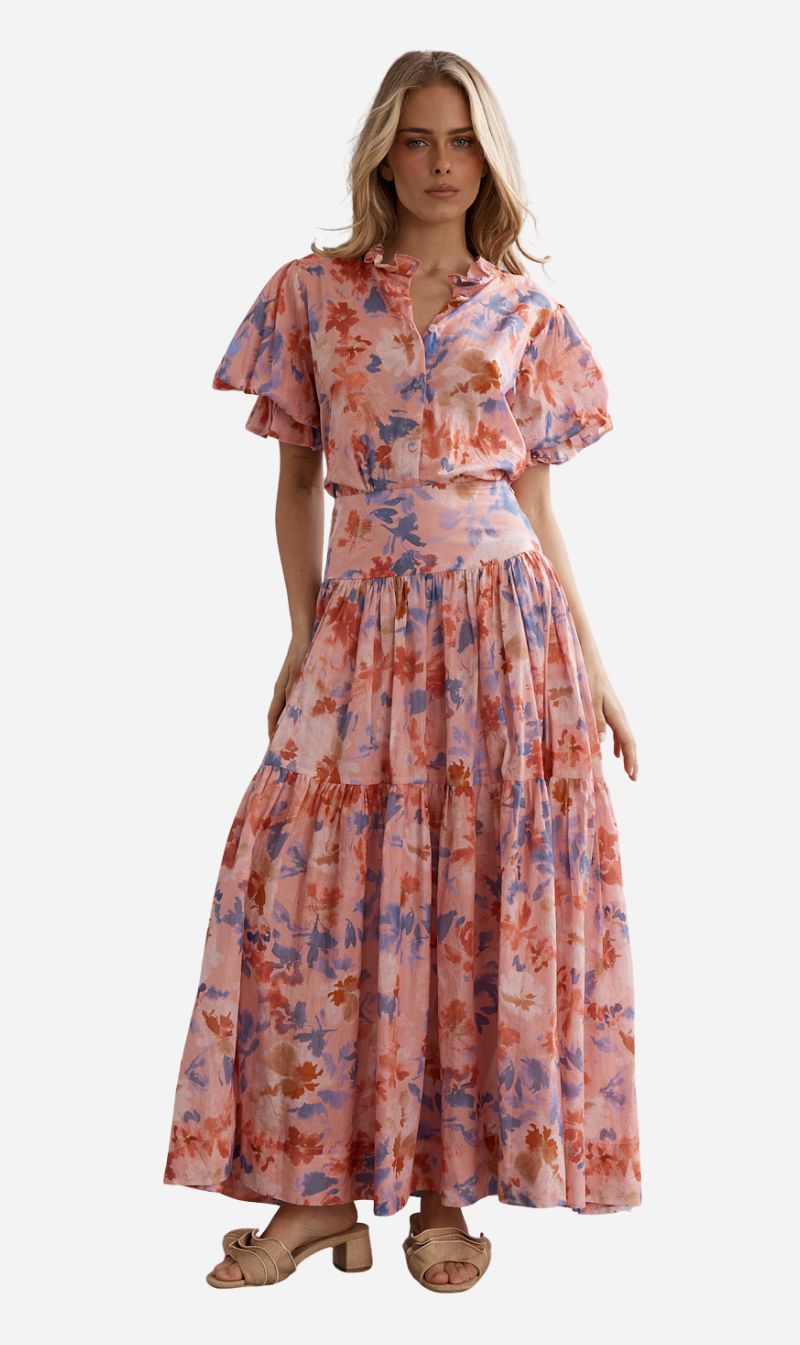 Caitlin Crisp | Sorrento Maxi Skirt - Pink Wildflower