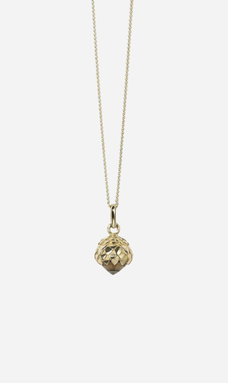 Meadowlark | Protea Charm Necklace - 23k Gold Smoky Quartz