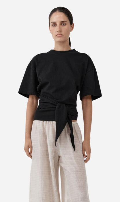 St Agni | Cotton Jersey Split Back Tee - Black