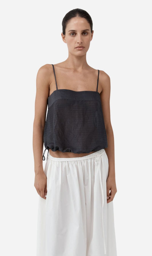 St Agni | Woven Check Drawstring Cami - Iron Glaze