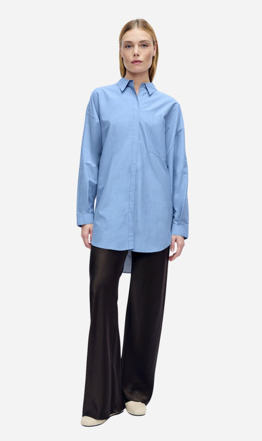 Silk Laundry | Cotton Silk Round Shirt - Just Blue