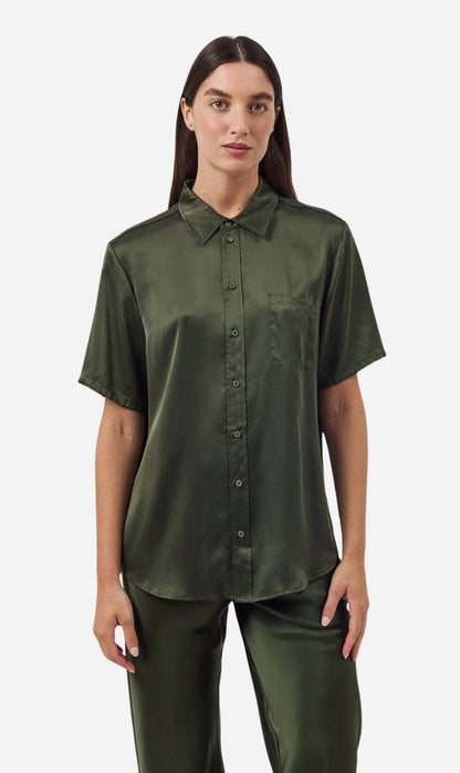 Silk Laundry | Short Sleeve Boyfriend Shirt - Cedar