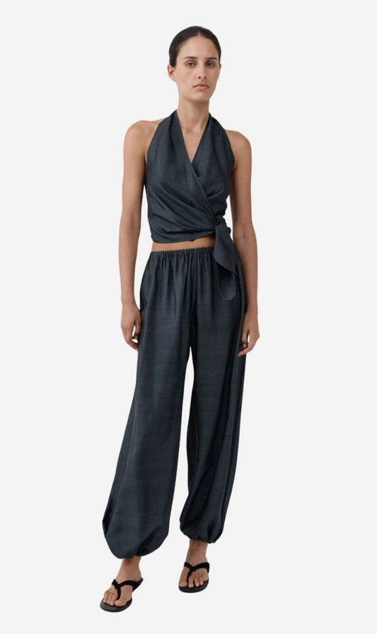 St Agni | Silk Adjustable Balloon Pants - Washed Black