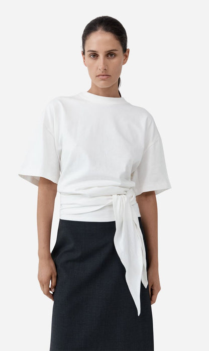 St Agni | Cotton Jersey Split Back Tee - Off White
