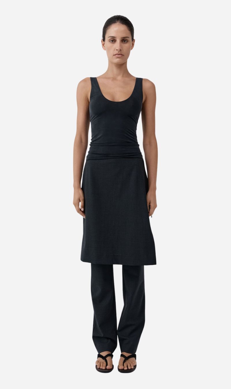 St Agni | Wool Sarong Pants - Dark Graphite
