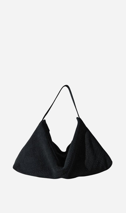 St Agni | Suede Woven Hobo Bag - Washed Black