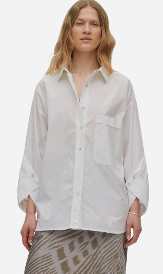 Rabens Saloner | Poplin Twist Cuff OS Shirt - White