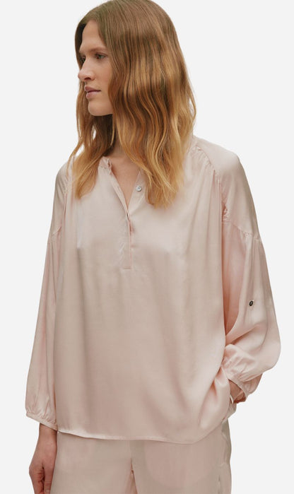 Rabens Saloner | Contrast Lace Shirt - Light Rose