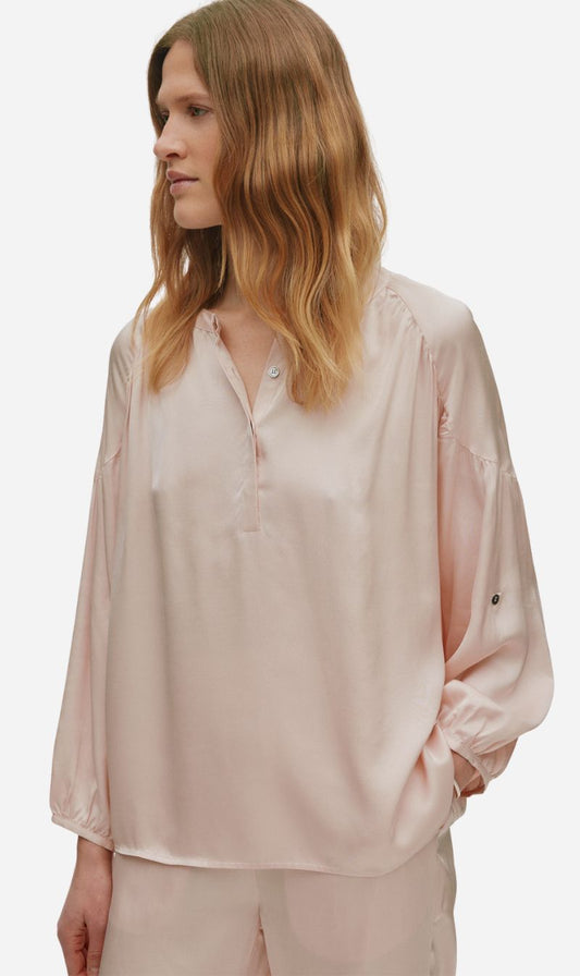 Rabens Saloner | Contrast Lace Shirt - Light Rose