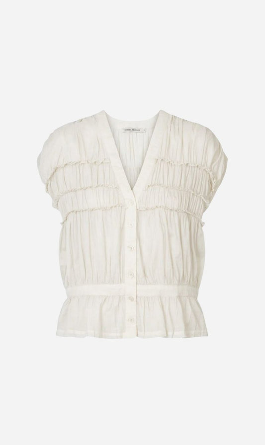 Rabens Saloner | Voile Frill Top - Chalk