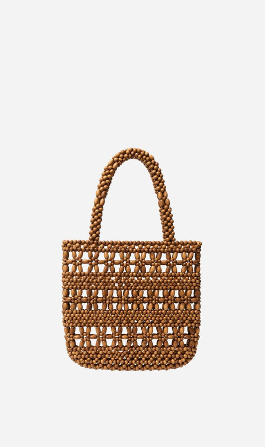La Tribe | Flower Beaded Bag - Tan
