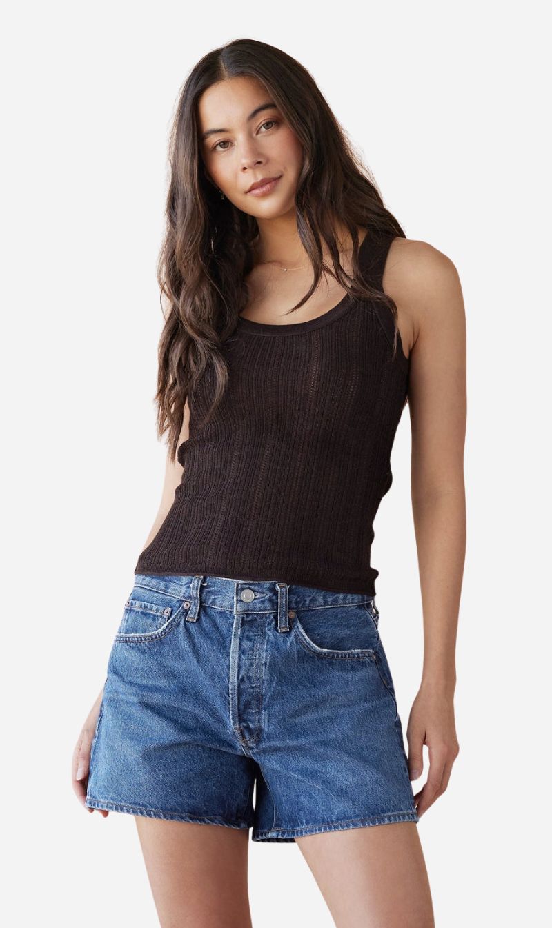 Dear Dylan | Merino Pointelle Daily Tank - Cocoa