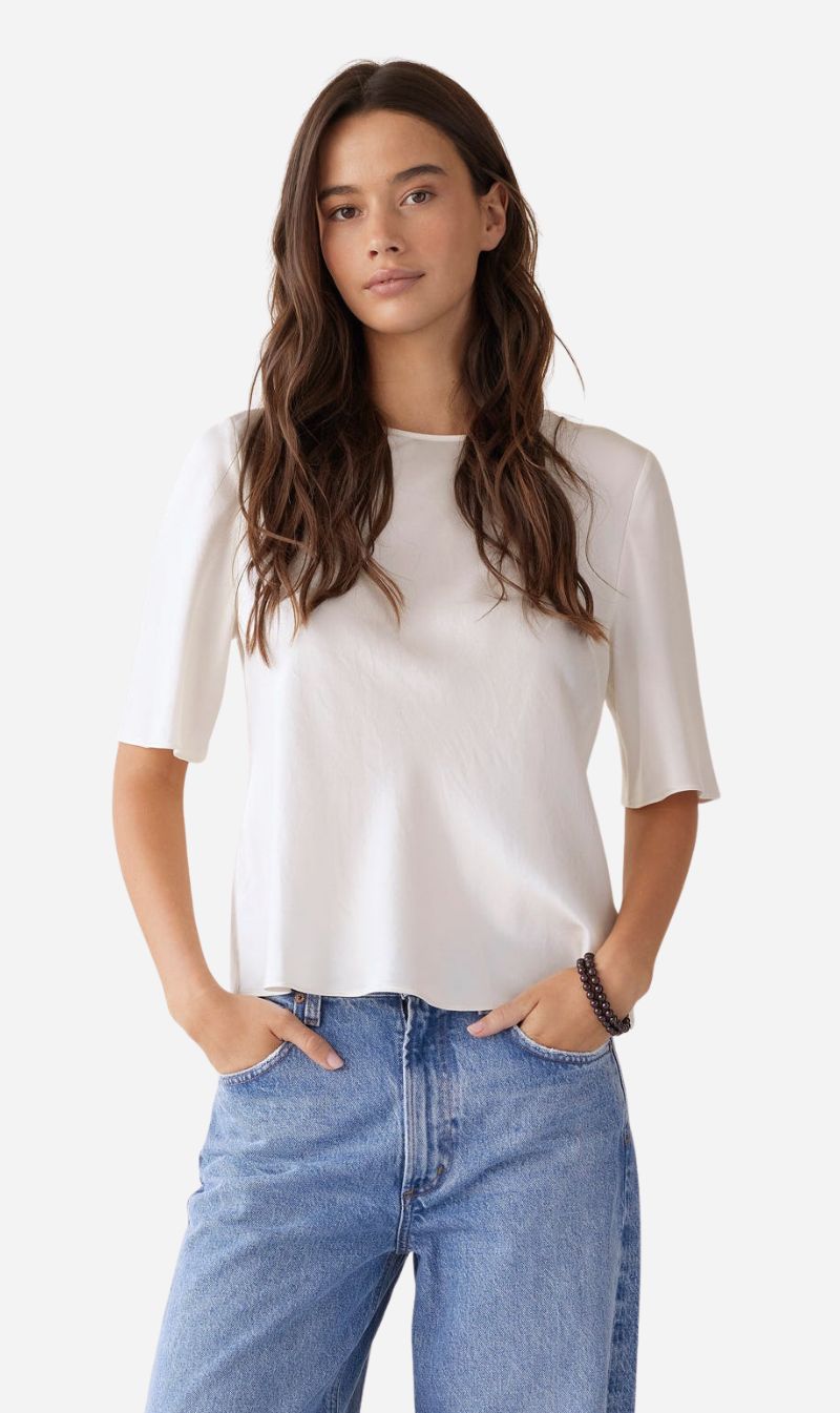 Dear Dylan | Silk Bias Tee - Ivory