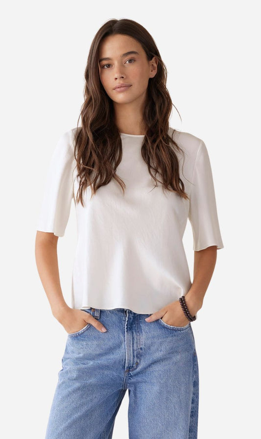 Dear Dylan | Silk Bias Tee - Ivory