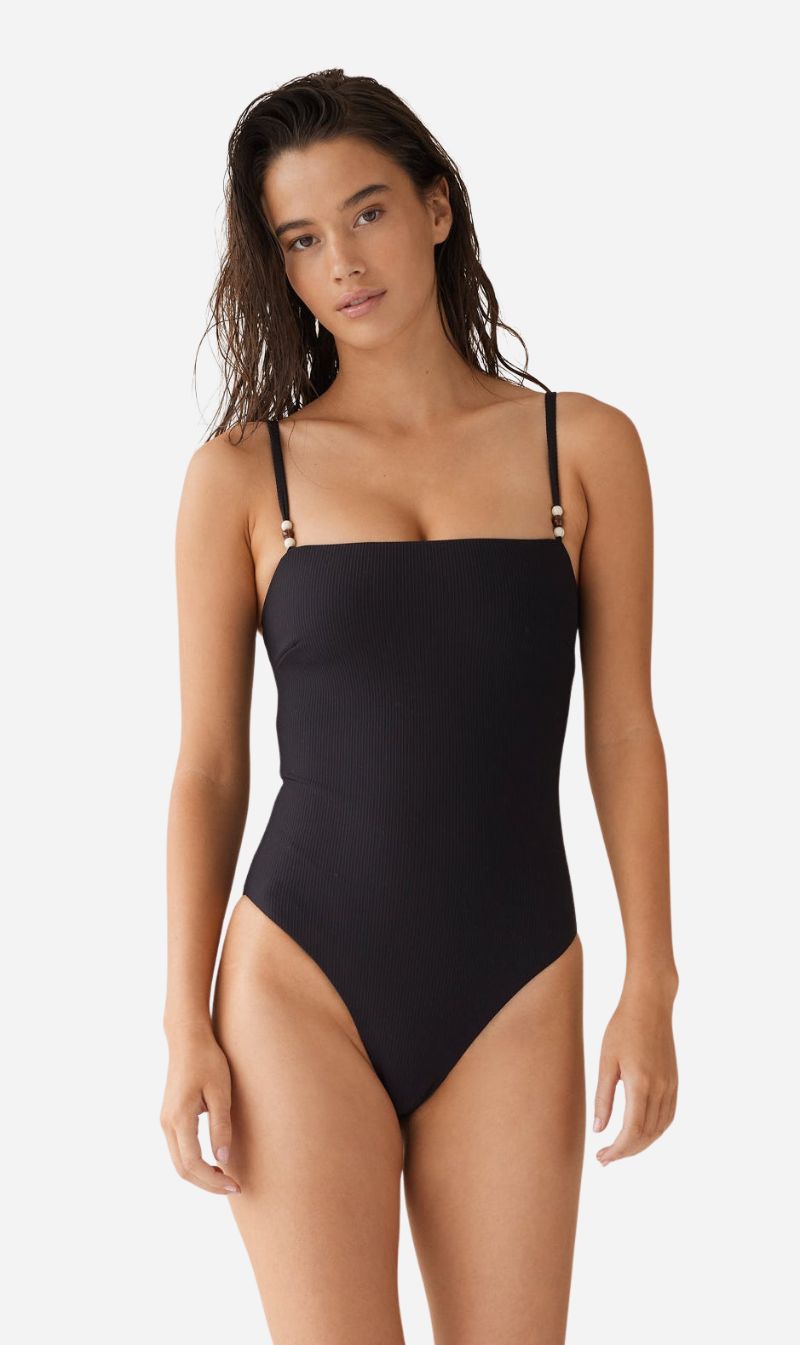 Dear Dylan | Swim One Piece - Noir Rib