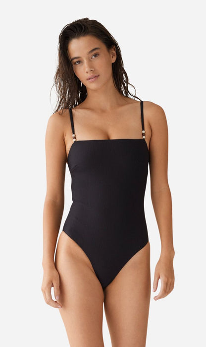 Dear Dylan | Swim One Piece - Noir Rib