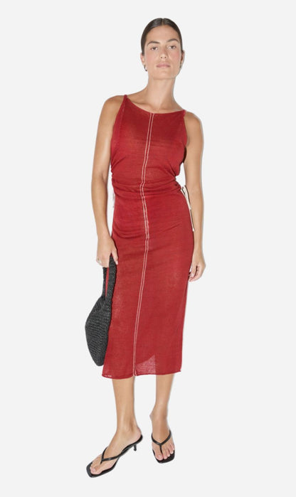 Zulu & Zephyr | Gathered Knit Dress - Red