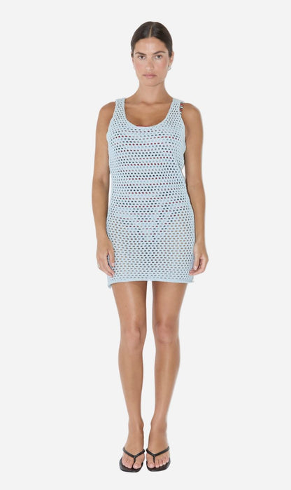 Zulu & Zephyr | Crochet Knit Mini Dress - Light Blue