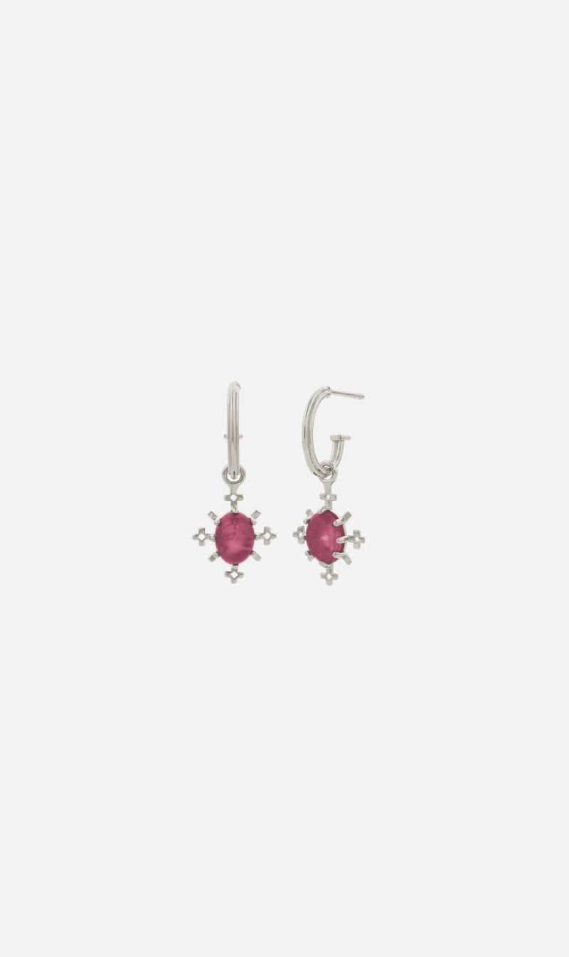 Zoe & Morgan | Farrah Hoop - Silver With Pink Tourmaline