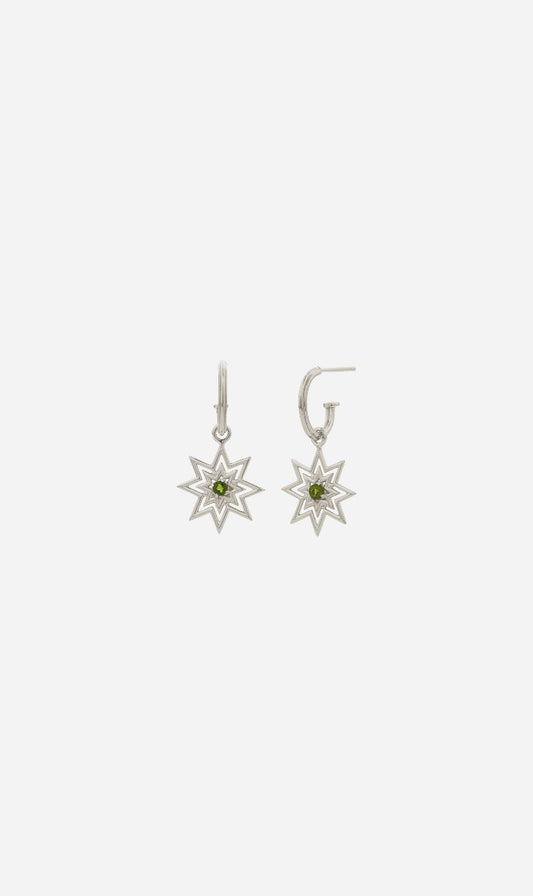 Zoe & Morgan | Nora Hoops - Silver Chrome Diopsode