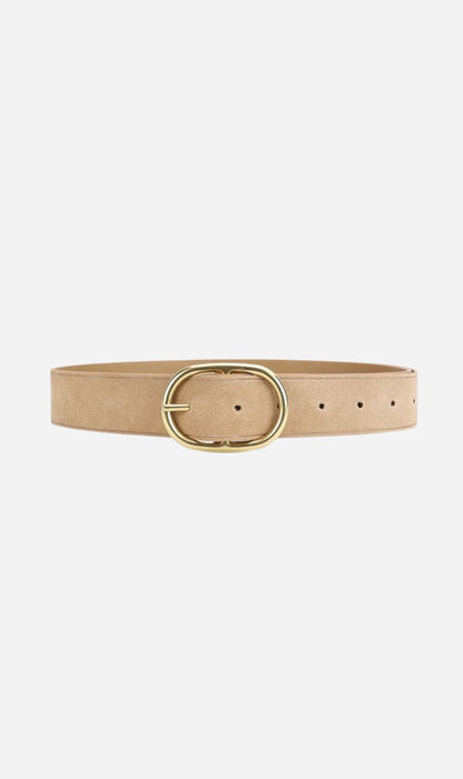 Deadly Ponies | Wide Epona Belt - Oat Suede / Brass