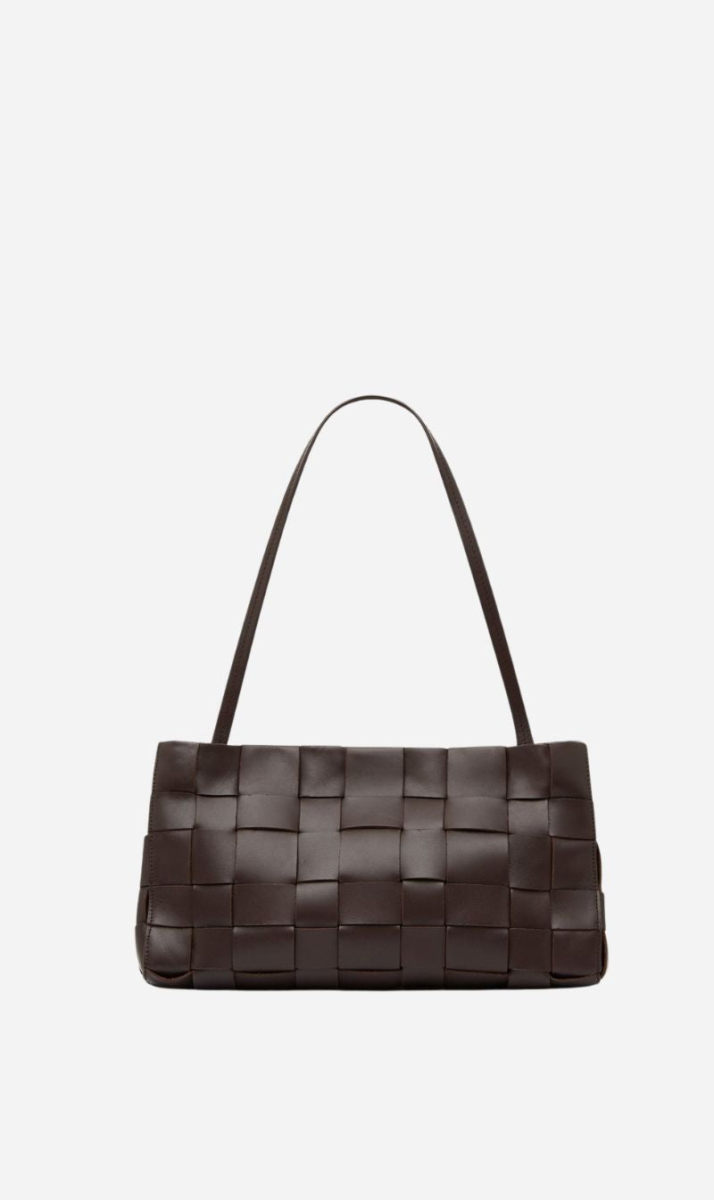 St Agni | Slim Woven Tote - Chocolate