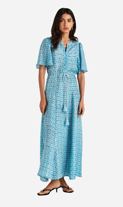 Chameli | Mallika Short Sleeve Maxi Dress - Blue Nazar