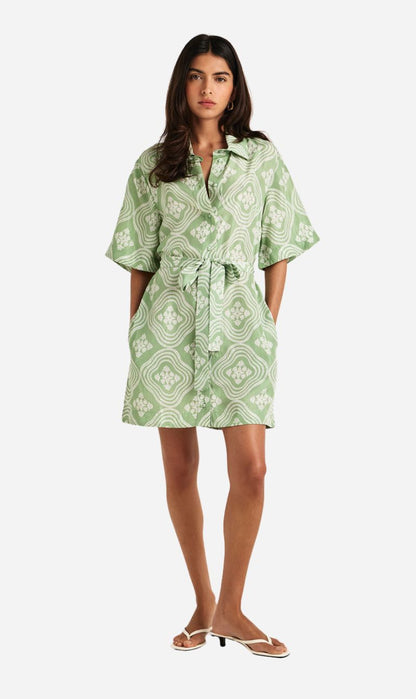 Chameli | Salerno Short Sleeve Mini Dress - Wavy Meadow