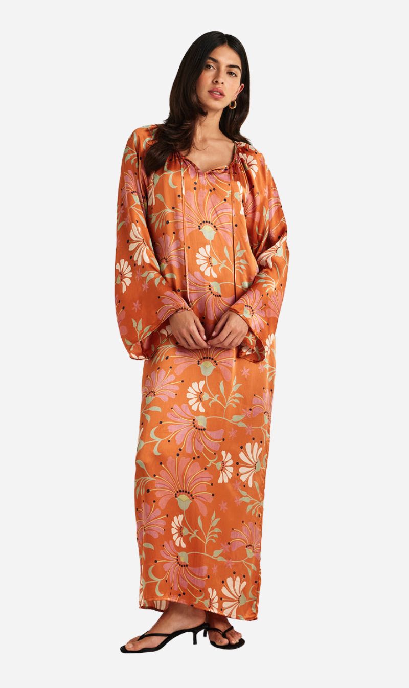 Chameli | Bari Long Sleeve Maxi Dress - Amber Floral
