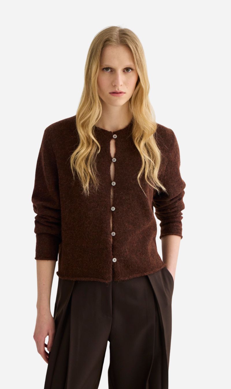 Laing | Alpaca Cropped Cardigan - Mahogany Marle