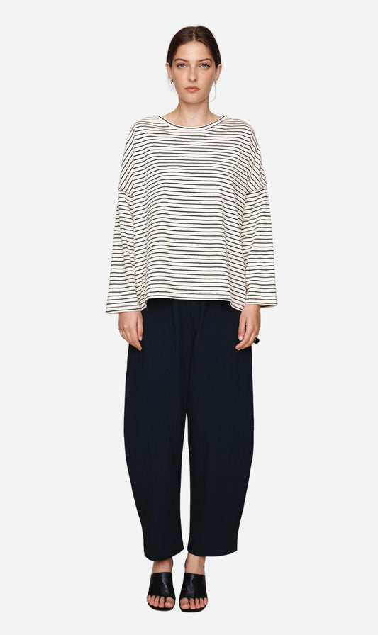 Marle | Yelena Tee - Ivory / Black Stripe