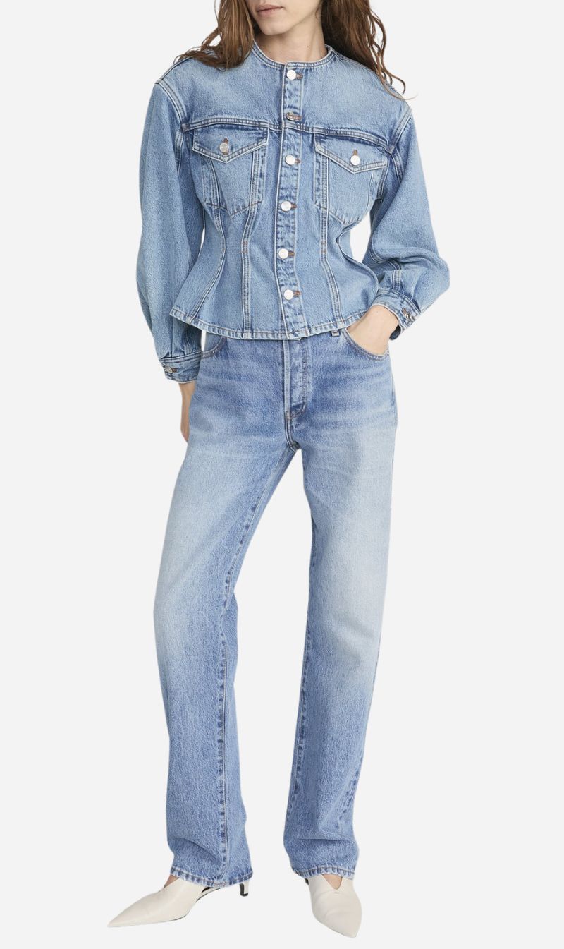 Frame Denim | The Nipped Collarless Jacket - Umbria